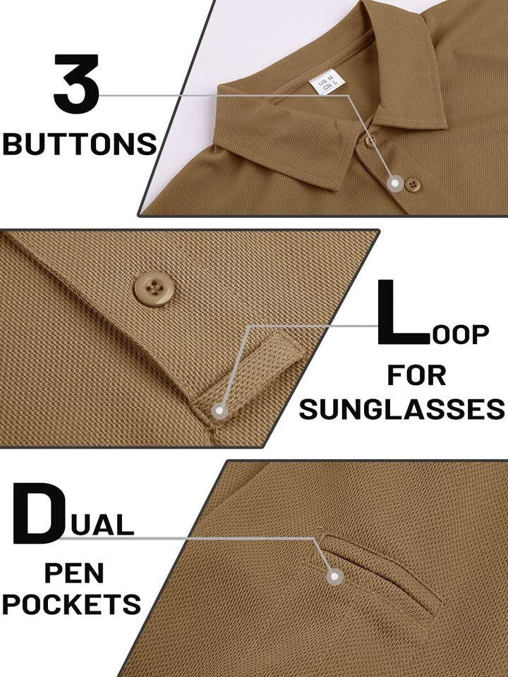 Camisas polo ateléticas de manga corta para hombre de secado rápido equipo trabajo activo informal golf Foto 3 de 4