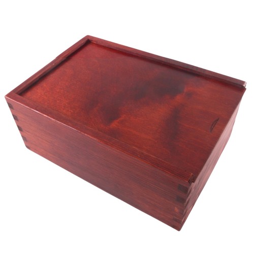 Hand-Stained Wooden Sliding Lid Box Crafts Arts Keepsakes Organiser|Mahogany - Picture 6 of 7