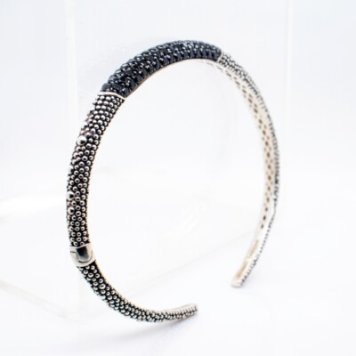 Michael Dawkins Sterling Silver & Pave Set Black Spinel Bracelet.