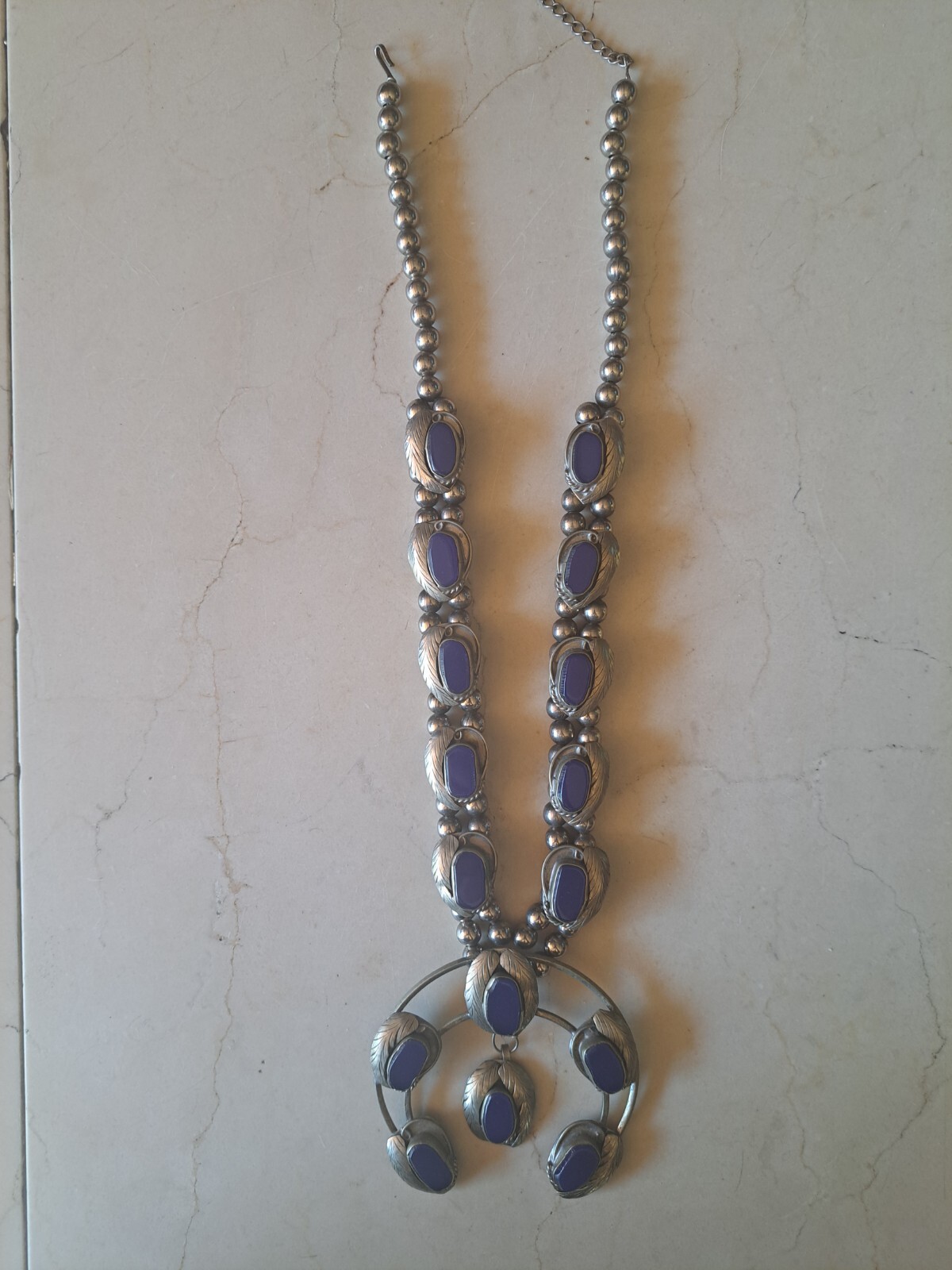 VINTAGE SOUTHWESTERN BLUE LAPIS SQUASH BLOSSOM NECKLACE eBay