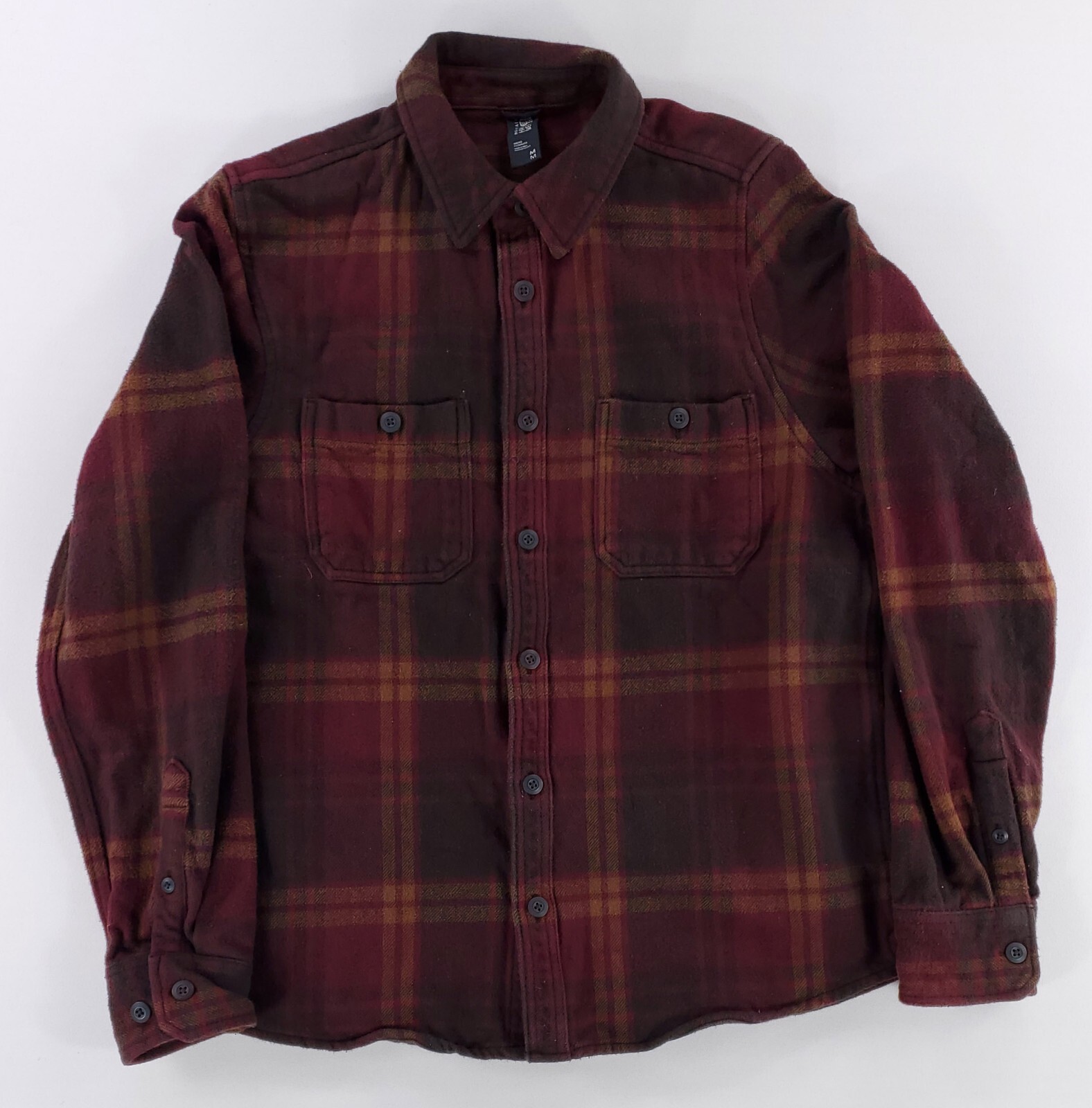 Mountain Hardwear Heavyweight Flannel Button Up Shirt Red Brown Mens M