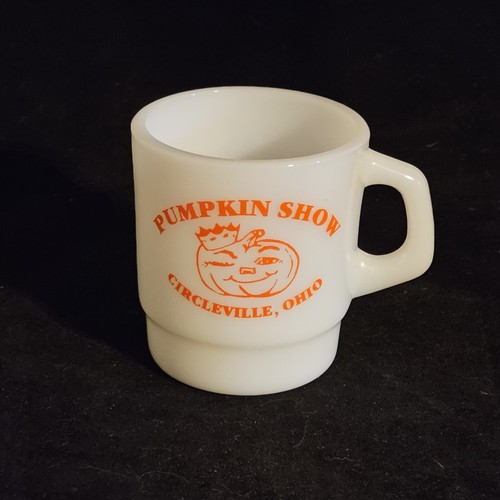 Vintage Galaxy Milk Glass Pumpkin Show Circleville Ohio Advertising Mug Cup