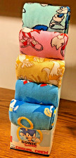 SONIC THE HEDGEHOG 5 Pair CREW SOCKS SIZE 8-12 SEGA 90'S NEW VIDEO GAME RARE