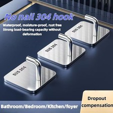 5-10X HEAVY DUTY NO DRILL WALL HOOKS – WATERPROOF SELF ADHESIVE HANGERS, SILVER