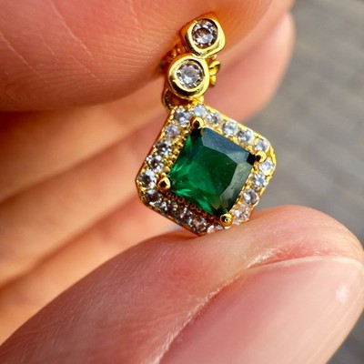 925 Sterling Silber Halskette 4mm natürlicher Smaragd Zirkon 14K vergoldet Handarbeit