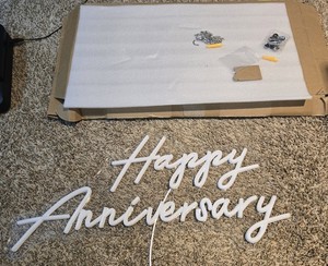 20X10 Inch Large Neon Sign, USB Powered Lights Sign, LED Happy Anniversary