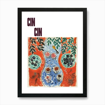 Cin Cin Poster Wine Lunch Matisse S Framed Wall Art Poster Canvas Print Picture
