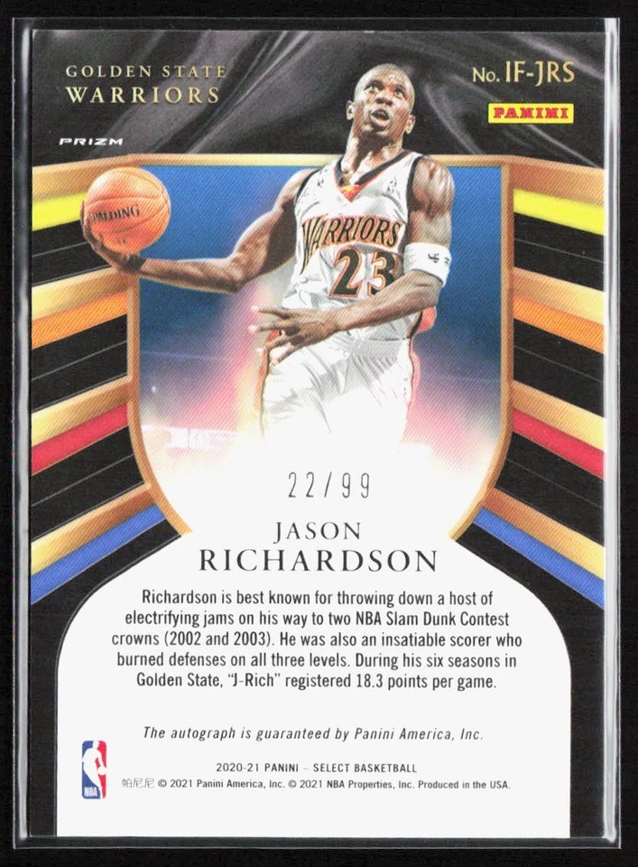 2020-21 Select Jason Richardson In Flight Signatures Neon Green Prizm Auto /99 - Image 2 of 2