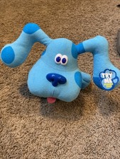 Vintage BLUES CLUES 8" PLUSH DOG Toy 1997 Tyco Pose A Blue Stuffed Animal Tag