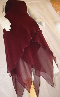 LAUNDRY silk rhinestones hankerchief beaded hem cocktail dress XS S NWT