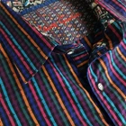 Robert Graham Sz L Cinematic Film Reel Black MultiColor Striped Sport Shirt