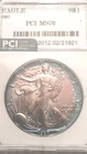 1987  1 oz Silver American Eagle, PCI Graded, 70.  Toning.      827.