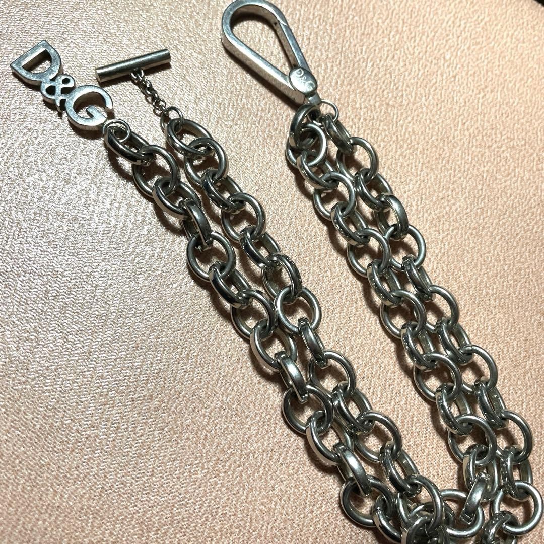 Dolce & Gabbana D&G Wallet Chain Silver Metal DG Logo Authentic