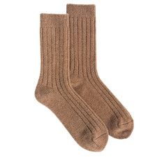 100 Camel Wool Socks Medium Thick Pure Classic Rib Knit Style. Made in Mongolia