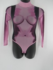 Women's Fashion Nova Body Print Long Sleeved Sheer Purple Pink Bodysuit Small