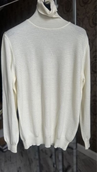 Women Lubiam Turtleneck Sweater Cream Wool 52