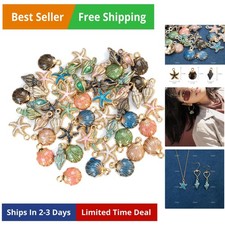 60 Pack Ocean Starfish Conch Seashell Enamel Charms Pendants for DIY Jewelry ...