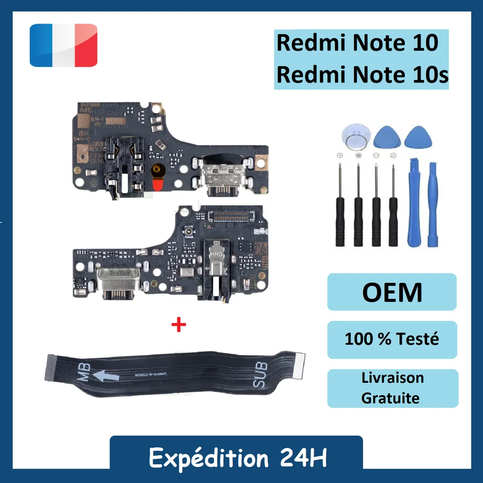 Connecteur de Charge + Nappe Redmi Note 10 / Note 10S + Outils - Photo 1/1
