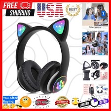 Bluetooth 6.0 Cat Ear Kids Headphones for Girls, LED Light Up, 85dB Safe Volu...