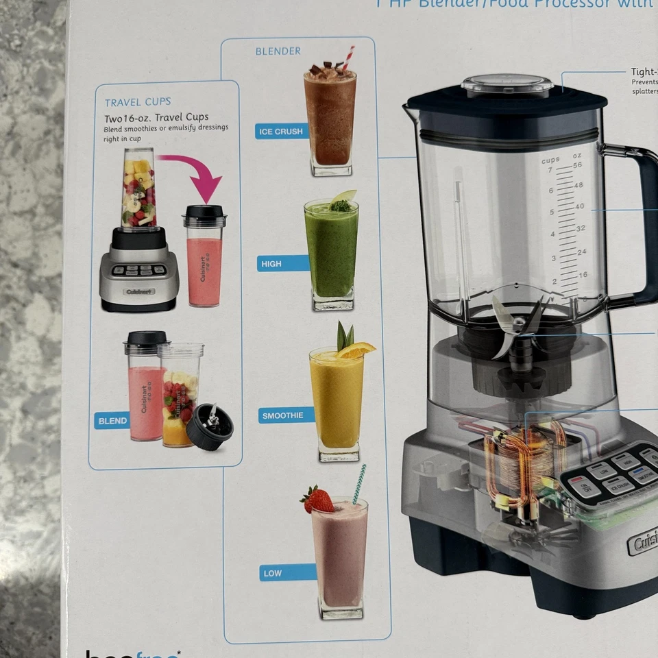Cuisinart BFP-650 1 HP блендер/кухонный комбайн с дорожными чашками - новый - Изображение 4 из 4