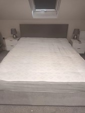 King Size 5ft Divan Bed with Immaculate Matress and Grey Headboard