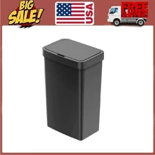 13.2 Gallon Plastic Kitchen Motion Sensor Trash Can, Black