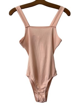 Pretty Little Thing Bodysuit  Size 2 Tie Back Pink Tank Seameless Square Neck
