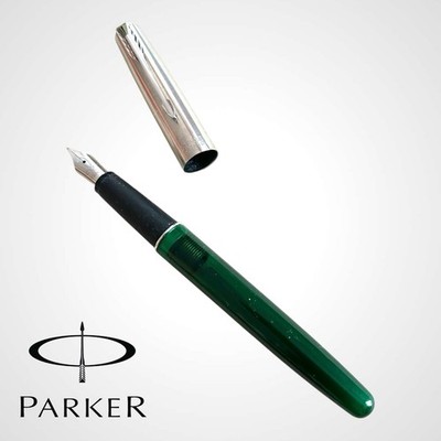 PARKER Frontier Translucent Green Fine Fountain Pen Made in USA Vintage | NOS