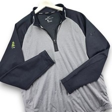 Nike Golf AeroLayer Men's Large Gray Black 1/4 Zip Pullover Polyester 1899 Logo