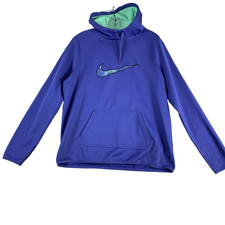 Nike Fleece Sweater Women Sz L Purple/Blue Hooded Active Hiking Thumb Holes