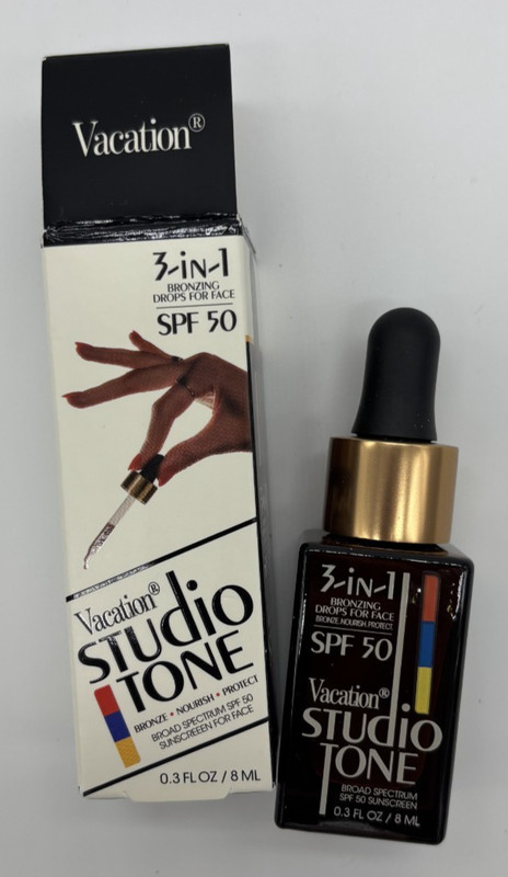 Vacation Studio Tone 3-In-1 Bronzing Drops For Face SPF 50 Travel Size 0.3 fl oz