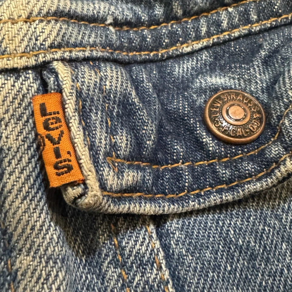 Vintage Levi’s Orange Tab Denim Trucker Jacket 74027 USA Kids Size 6 - Image 3 of 4