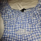 Streetwear Society Romper White Blue Gingham Daisy On/Off Shoulder Ruffle Sz S  — photo 4
