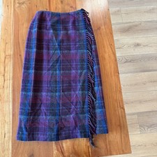 Talbots Women's Purple/Blue Plaid Wrap Maxi Skirt Size 6