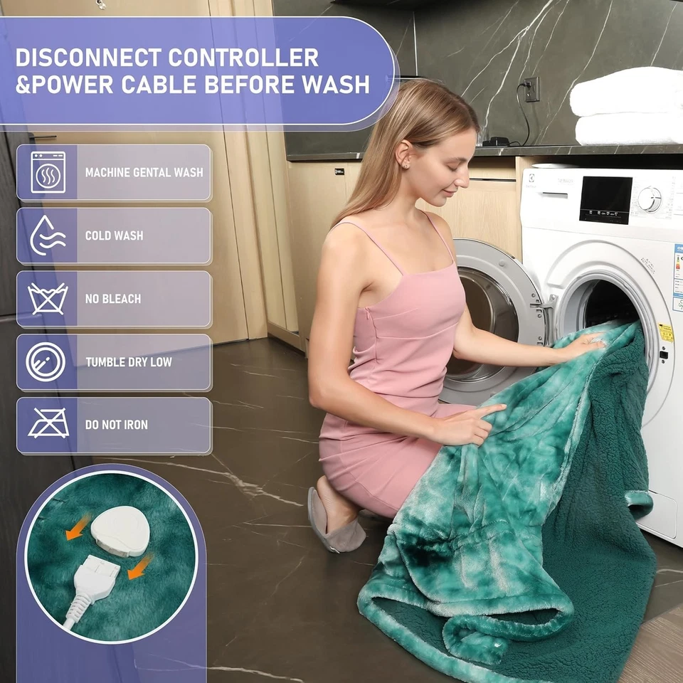 Электрическое одеяло с подогревом плед 50 x 60 дюймов размер искусственный мех нагрев одеяло машинная стирка - Изображение 2 из 4