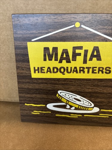 VINTAGE MAFIA HEADQUARTERS KEEP OUTTA HERE WALL PLAQUE SIGN FUNNY #MM - Picture 2 of 9