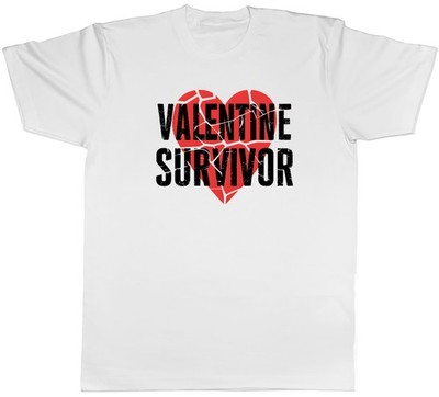 Valentine Survivor Broken Red Heart Herren T-Shirt Tee Geschenk Top