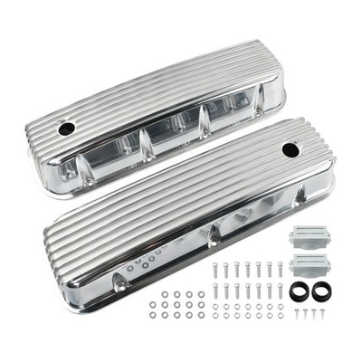 For BBC Big Block Chevy 396 427 454 Polished Aluminum Tall Finned Valve Covers
