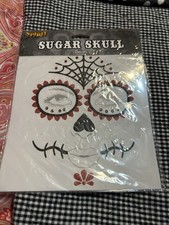 Sugar Skull Face Jewels Press On Gems Decal Set Stickers Spirit Halloween New