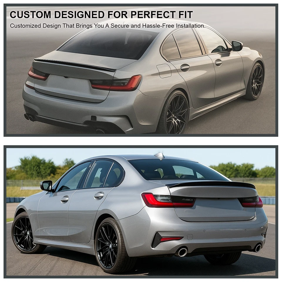 Fits 2019-2025 BMW G20 G80 3 Series 330i Glossy Black M Style Trunk Spoiler Lip — 第 3/4 张图片