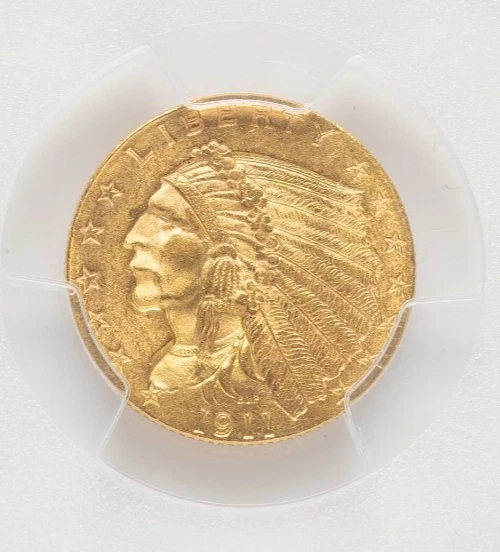 1911 INDIAN HEAD $2.5 QUARTER EAGLE GOLD PCGS MS63 - Image 3 of 4