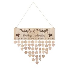Birthday Reminder Calendar Wooden Plaque Wall Hanging Family Decor Tags
