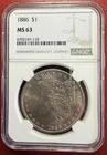 1886 Morgan Silver Dollar NGC MS63. Toner. Free Shipping