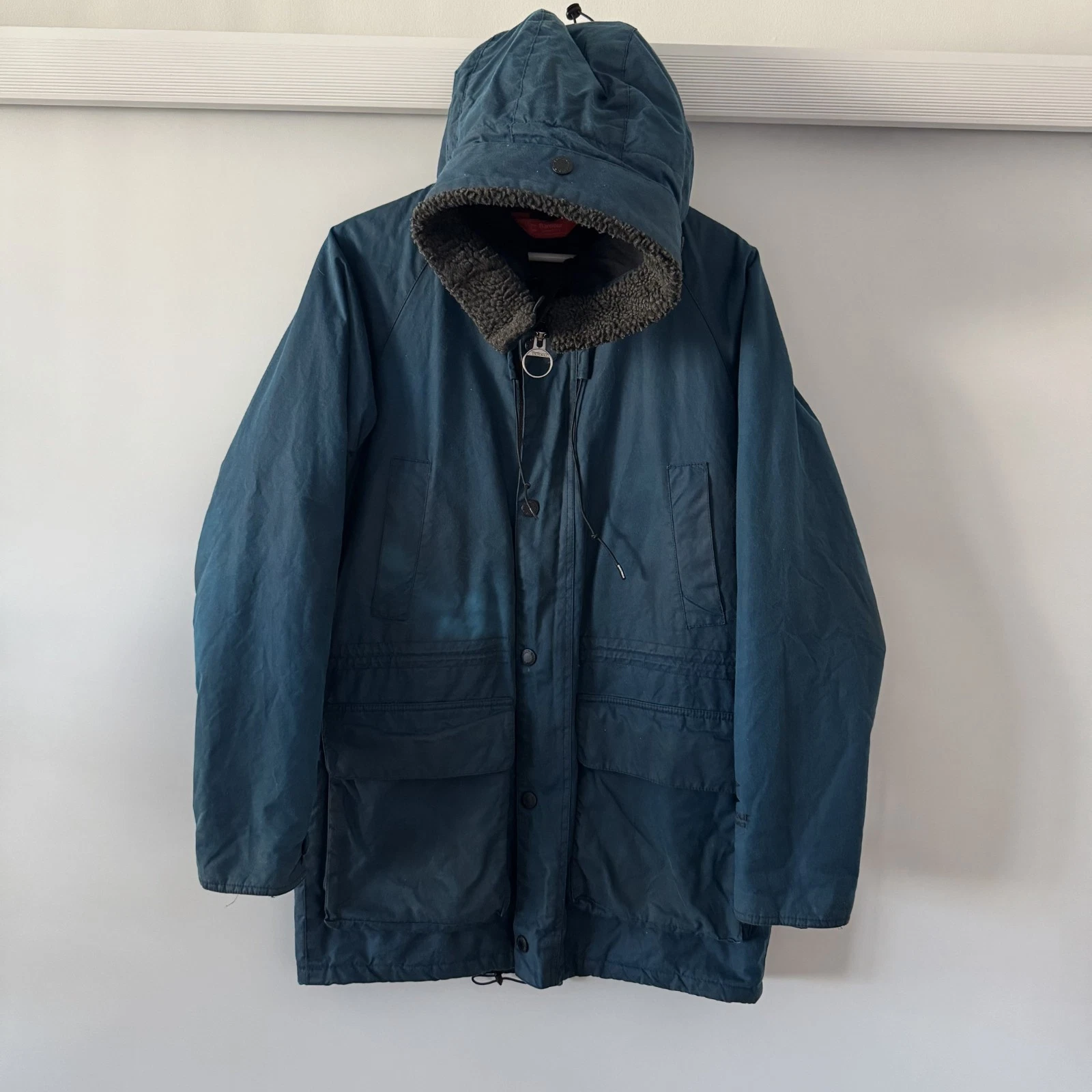 Men's Barbour Fenton Storm System Waxed Blue Jacket Size S