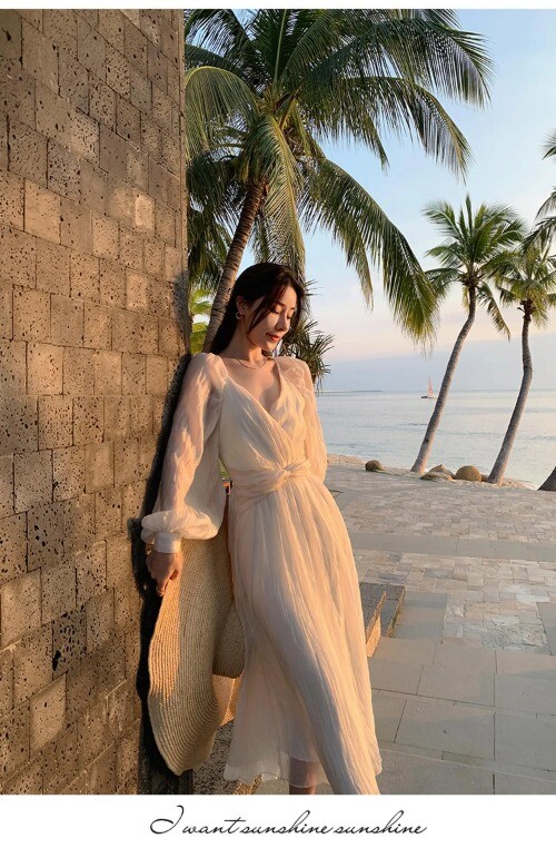 Midi Dress Elegant Long Sleeve Slim ALine Casual Dress Birthday Party