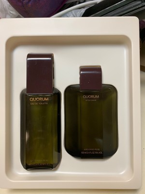 Vintage Quorum by Antonio Puig 3.4Oz EdT Spray and 3.4 after shave set Box SPAIN