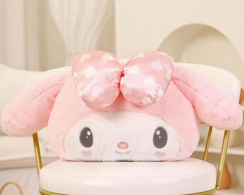 1pcs my melody bowknot pink stuffed plush head pillows pillow neck cushion soft