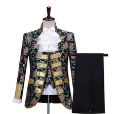 Medieval Adult Men Costume 3pcs Jacket Vest Pants Suit Stage Cosplay Outfit