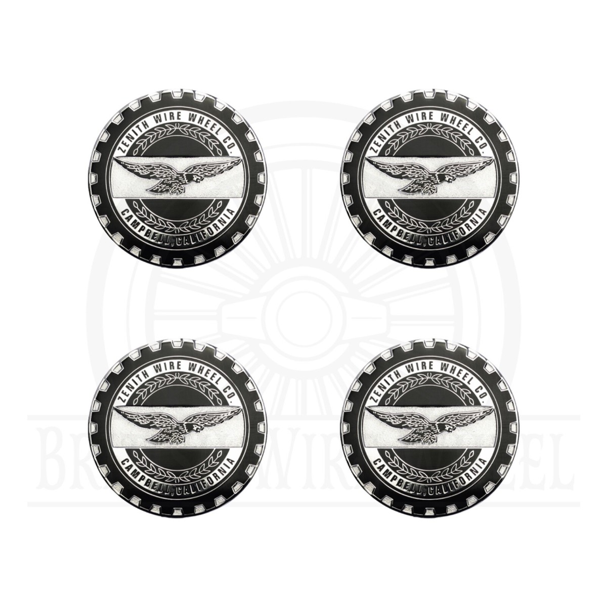 Zenith Chrome & Black Metal Wire Wheel Chip Emblems | Size 2.25