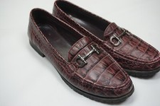 Salvatore Ferragamo Alligator Croc Red Horsebit Gancini Bit Loafers Sz 8B